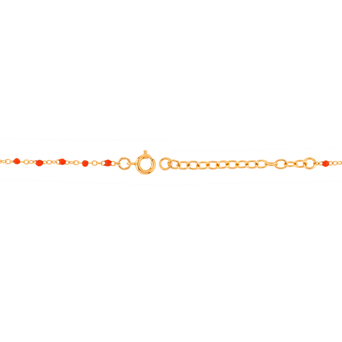 Collier Plaqué Or 42 à 45cm Talisman 20*8mm Luck Email Et Bille Résine Rouge