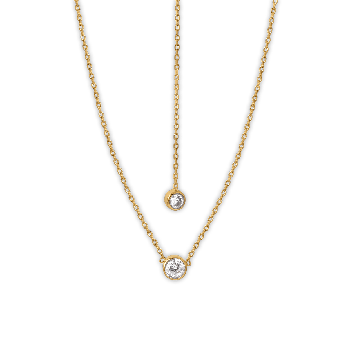 Collier Plaqué Or Buste 40 à 45cm Zirconium 6mm Dos 19cm Zirconium 5mm