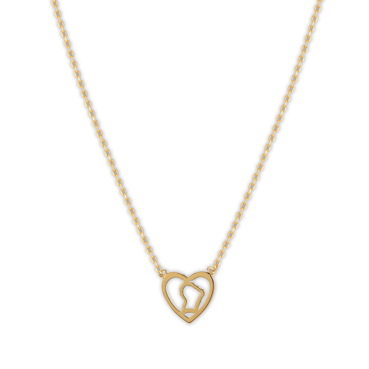 Collier Plaqué Or Cœur Guyane 10mm 42 à 45cm