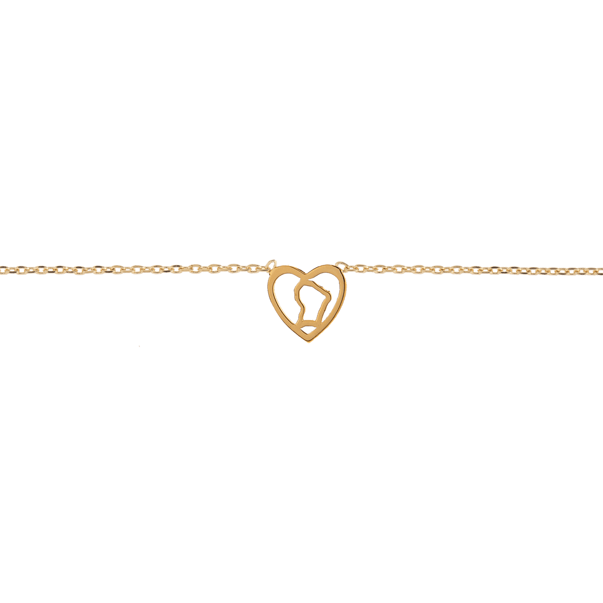 Collier Plaqué Or Cœur Guyane 10mm 42 à 45cm
