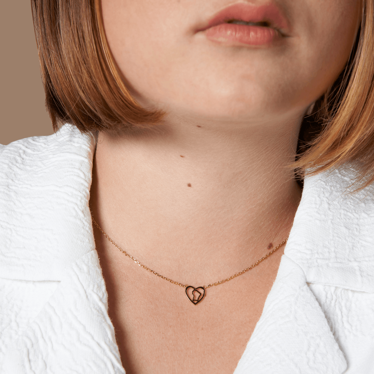 Collier Plaqué Or Cœur Guyane 10mm 42 à 45cm