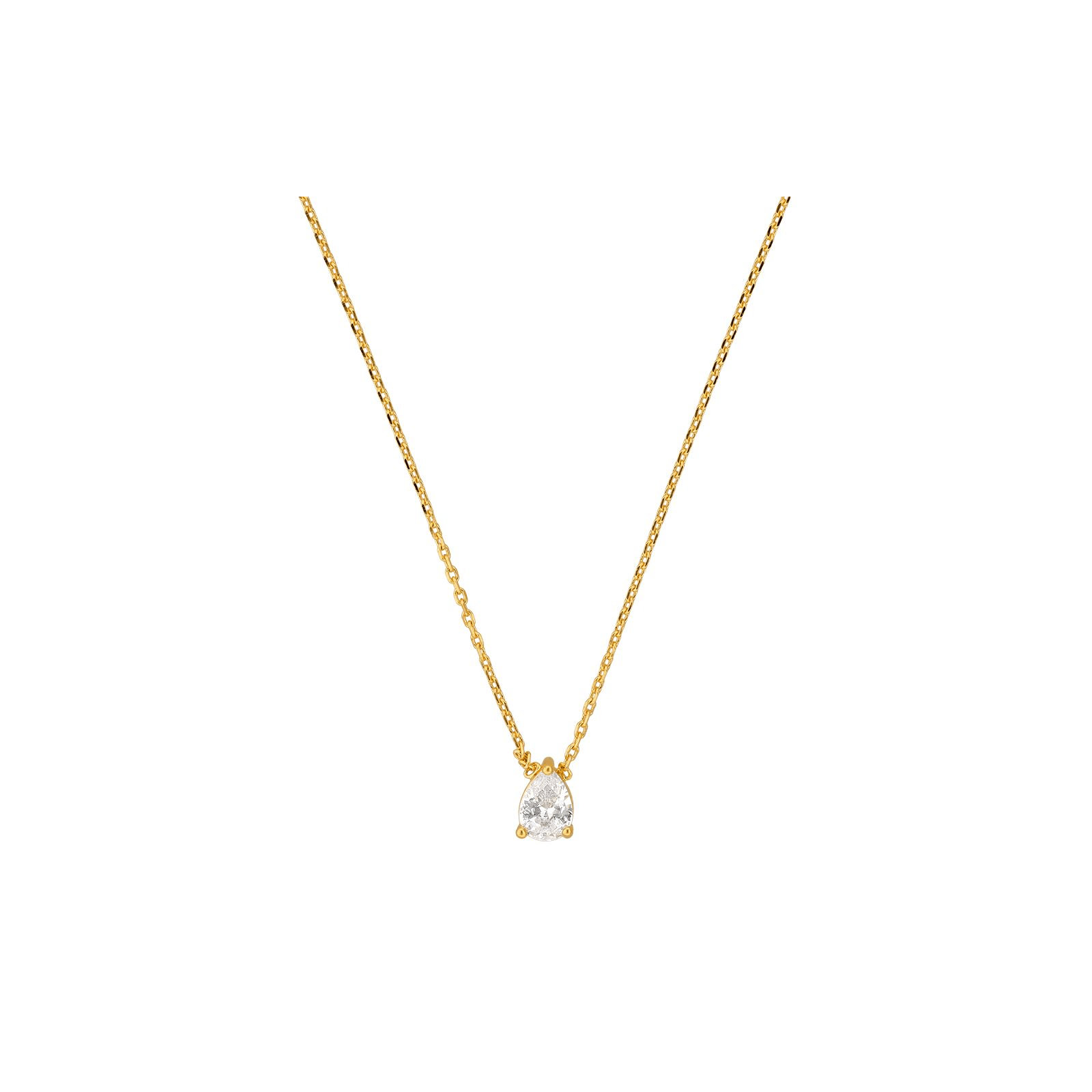 Collier Goutte Zirconium 5*7mm 38A42mm Plaqué Or