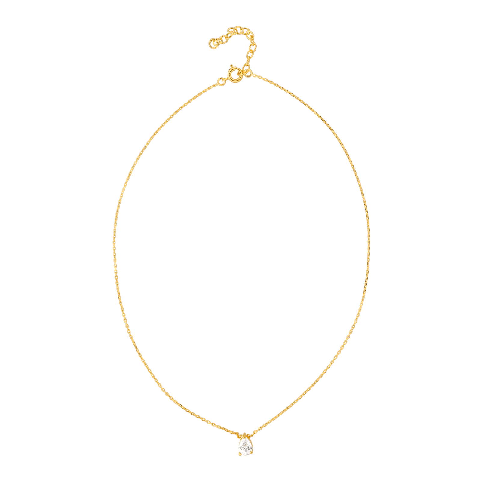 Collier Goutte Zirconium 5*7mm 38A42mm Plaqué Or