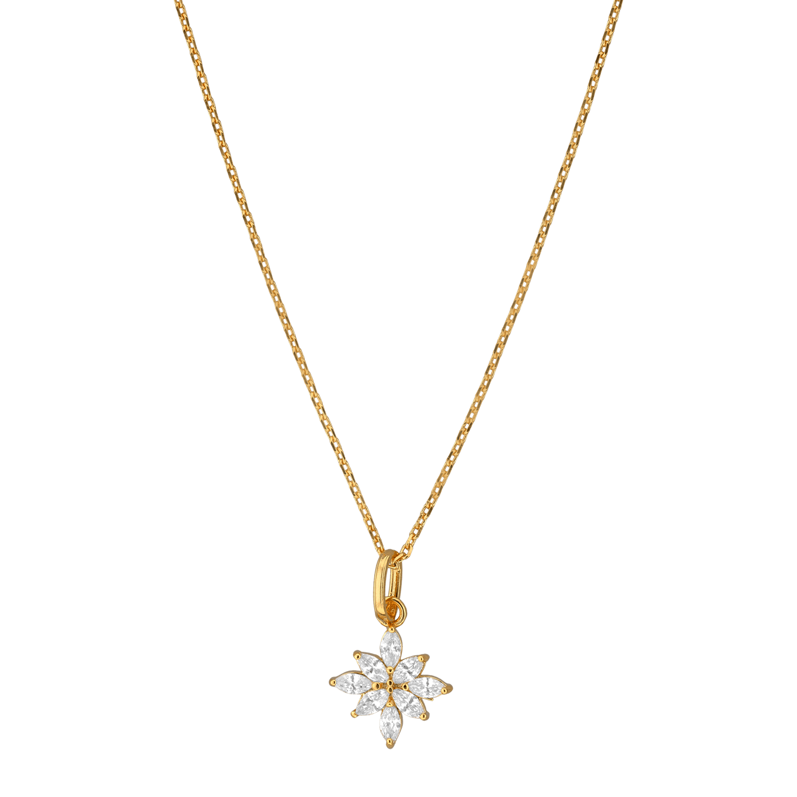 Collier 42 centimètres Plaqué or fleur Oxyde de Zirconium