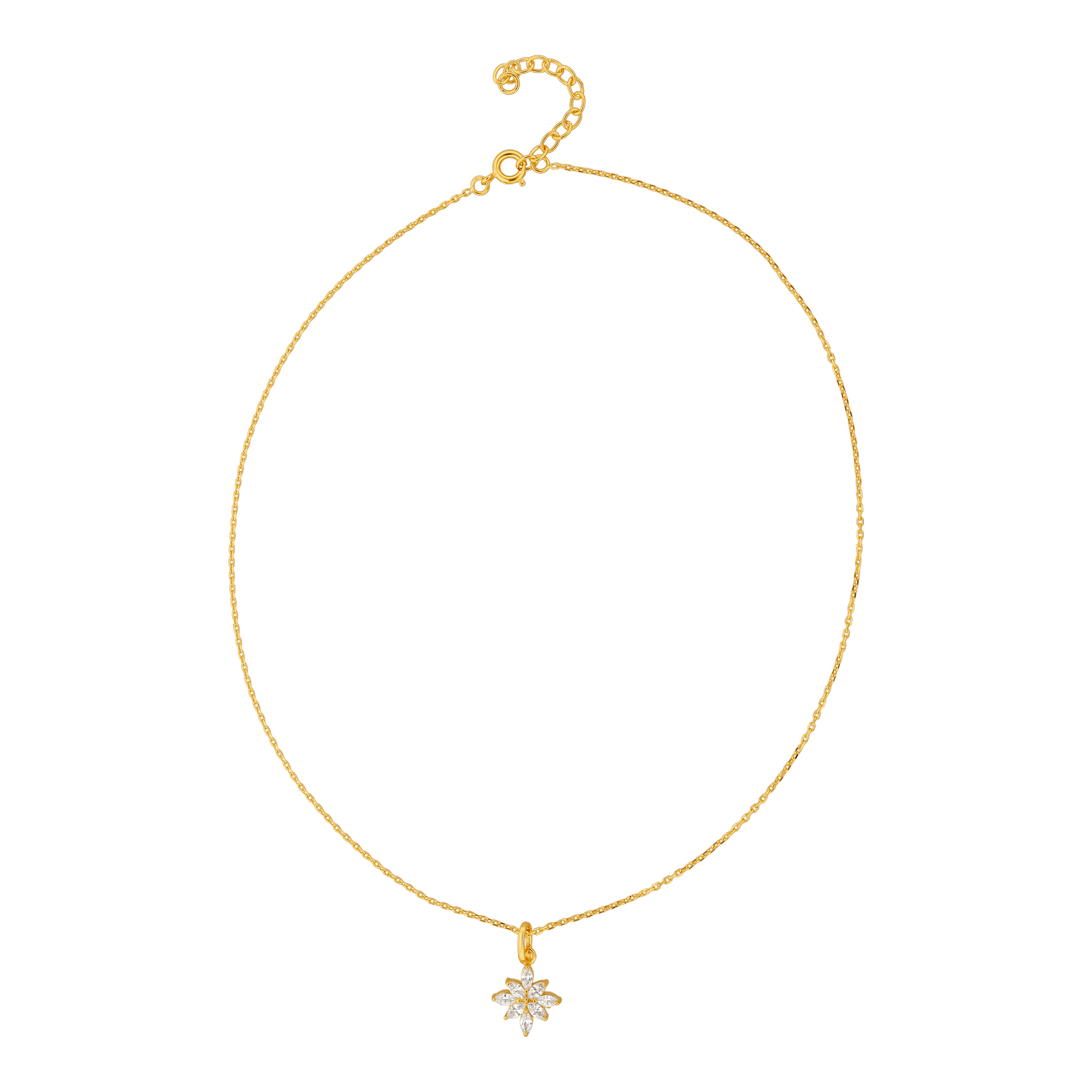 Collier 42 centimètres Plaqué or fleur Oxyde de Zirconium