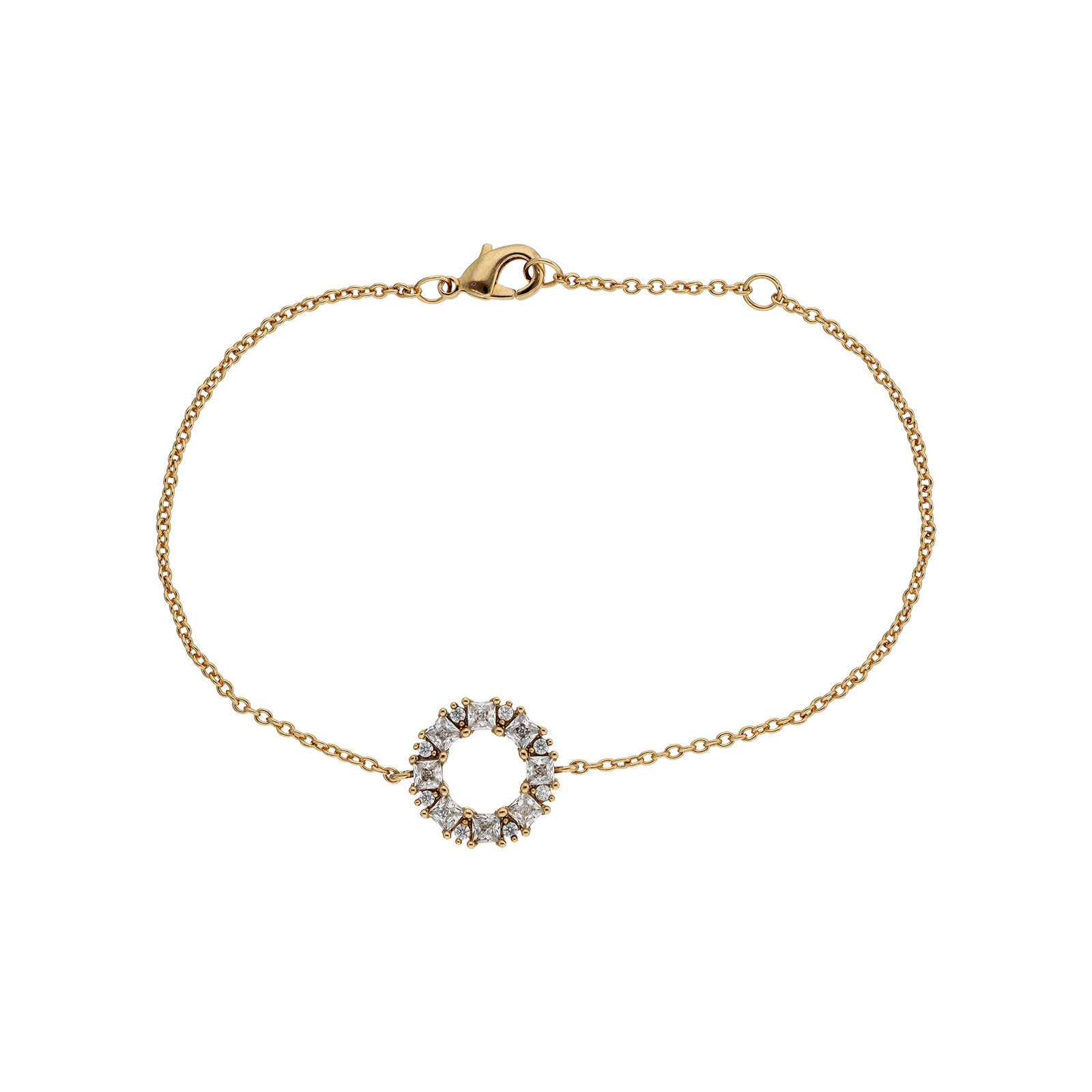 Bracelet Plaqué or cercle évidé Oxydes blancs serti
