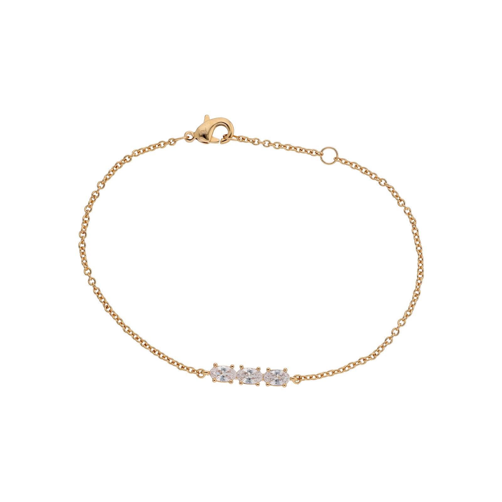 Bracelet Plaqué or trio oxydes blancs serti griffes