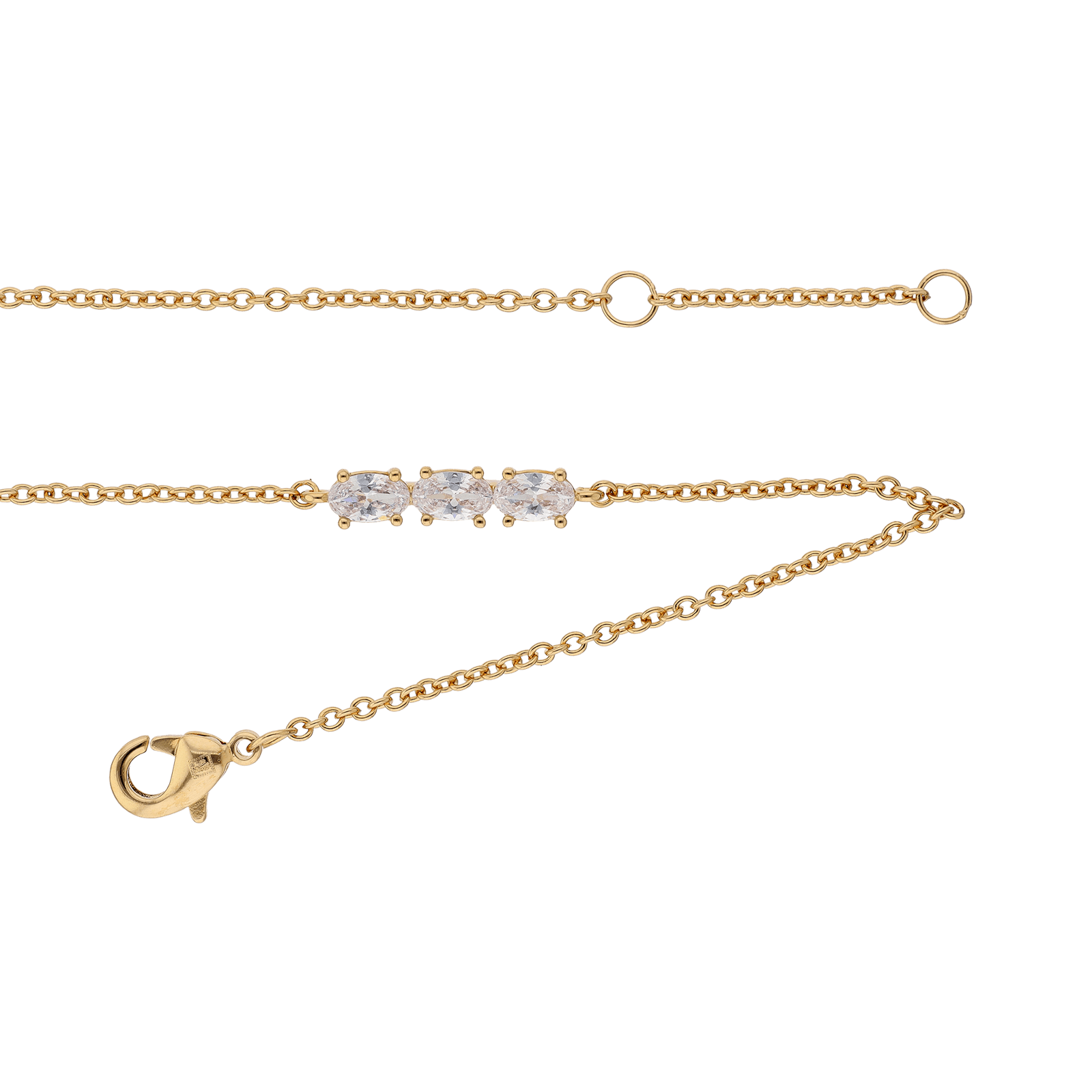 Bracelet Plaqué or trio oxydes blancs serti griffes