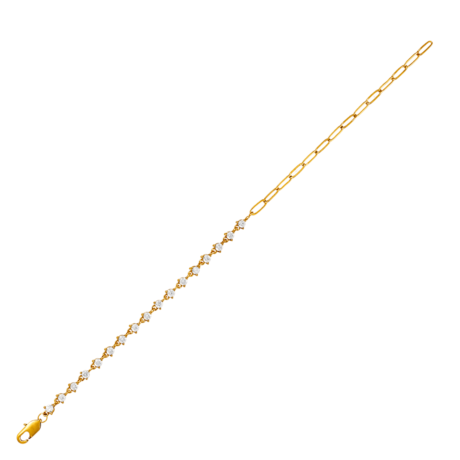 Bracelet Plaqué or chaine maille cheval plus riviere oxydes