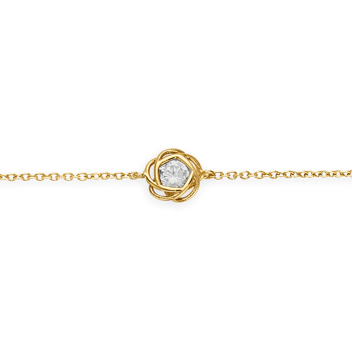 Bracelet Plaqué Or Motif Zirconium 8mm 16 à 18cm