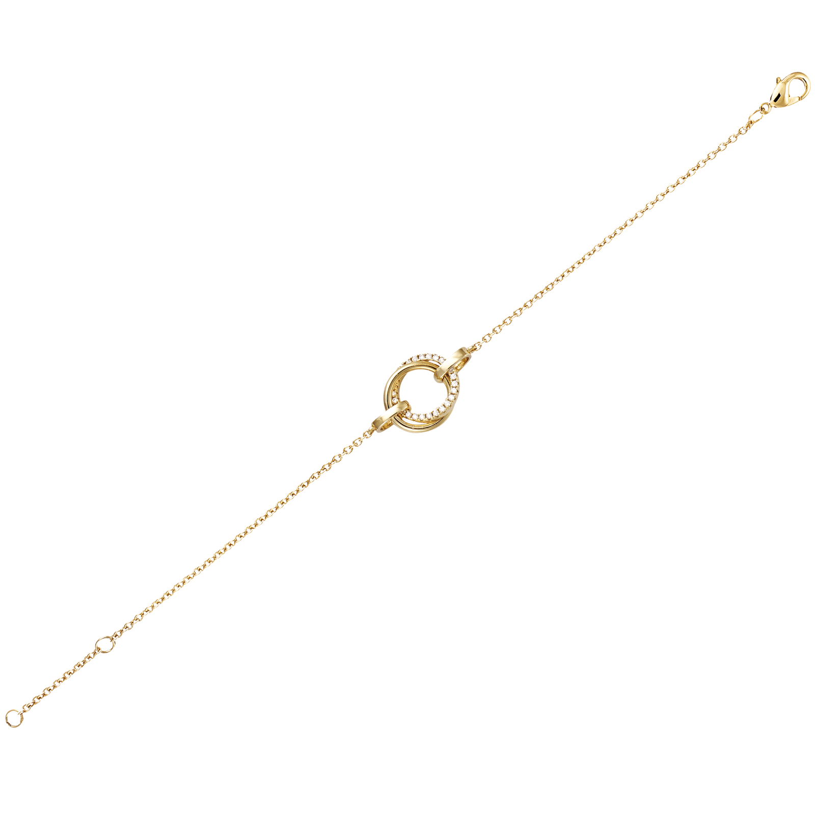 Bracelet Plaqué or double cercle lisse et scintillant oxydes blancs
