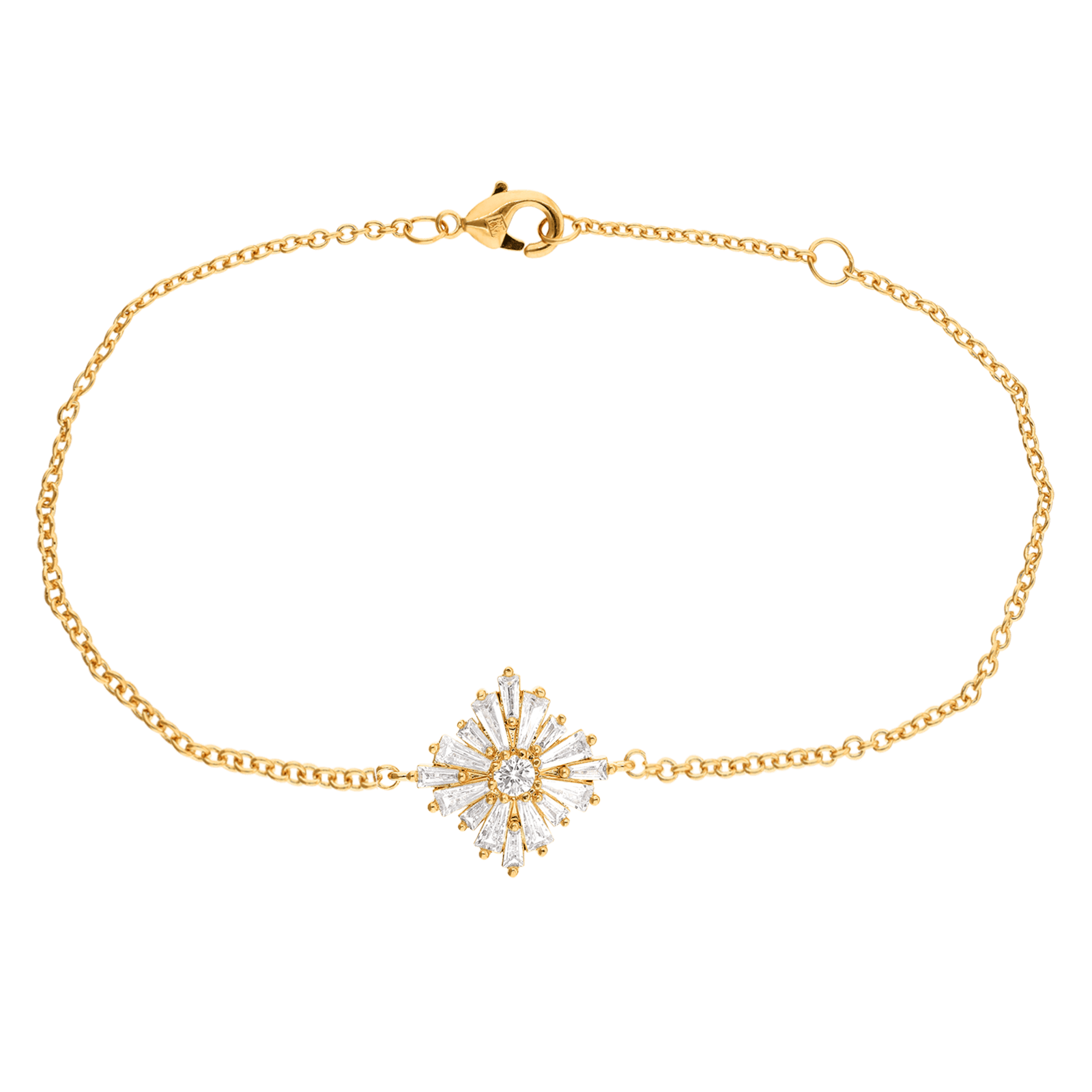 Bracelet Plaqué or fleur barrette Oxydes blancs