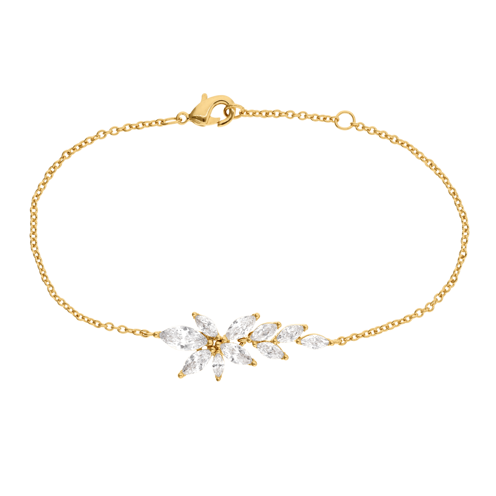 Bracelet Plaqué or feuille Oxydes blancs