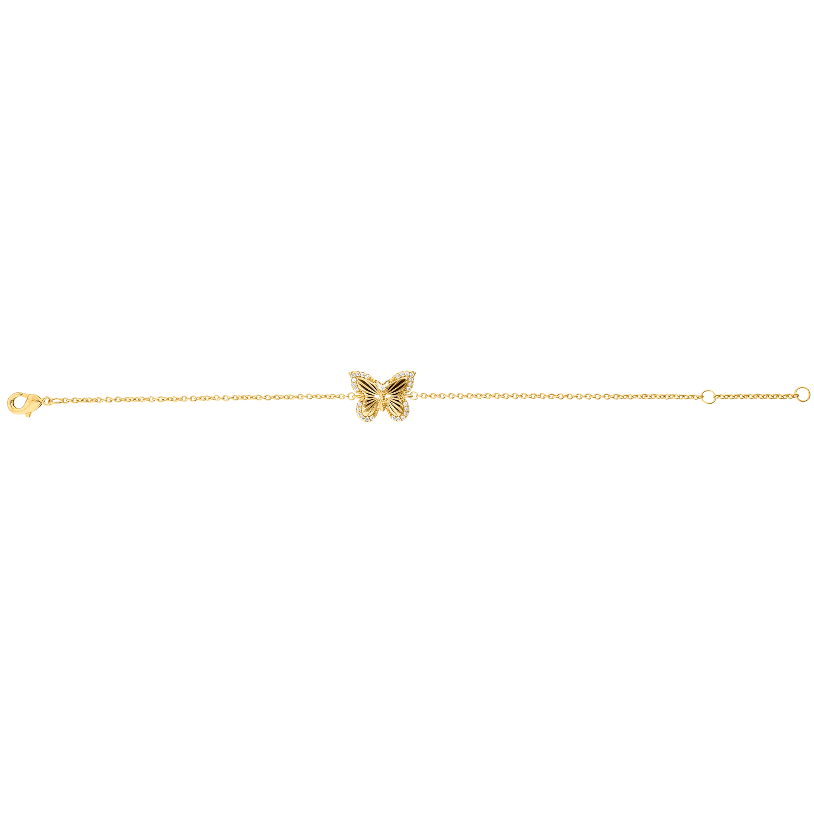 Bracelet Plaqué or Papillon rayonnant plus Oxydes blancs