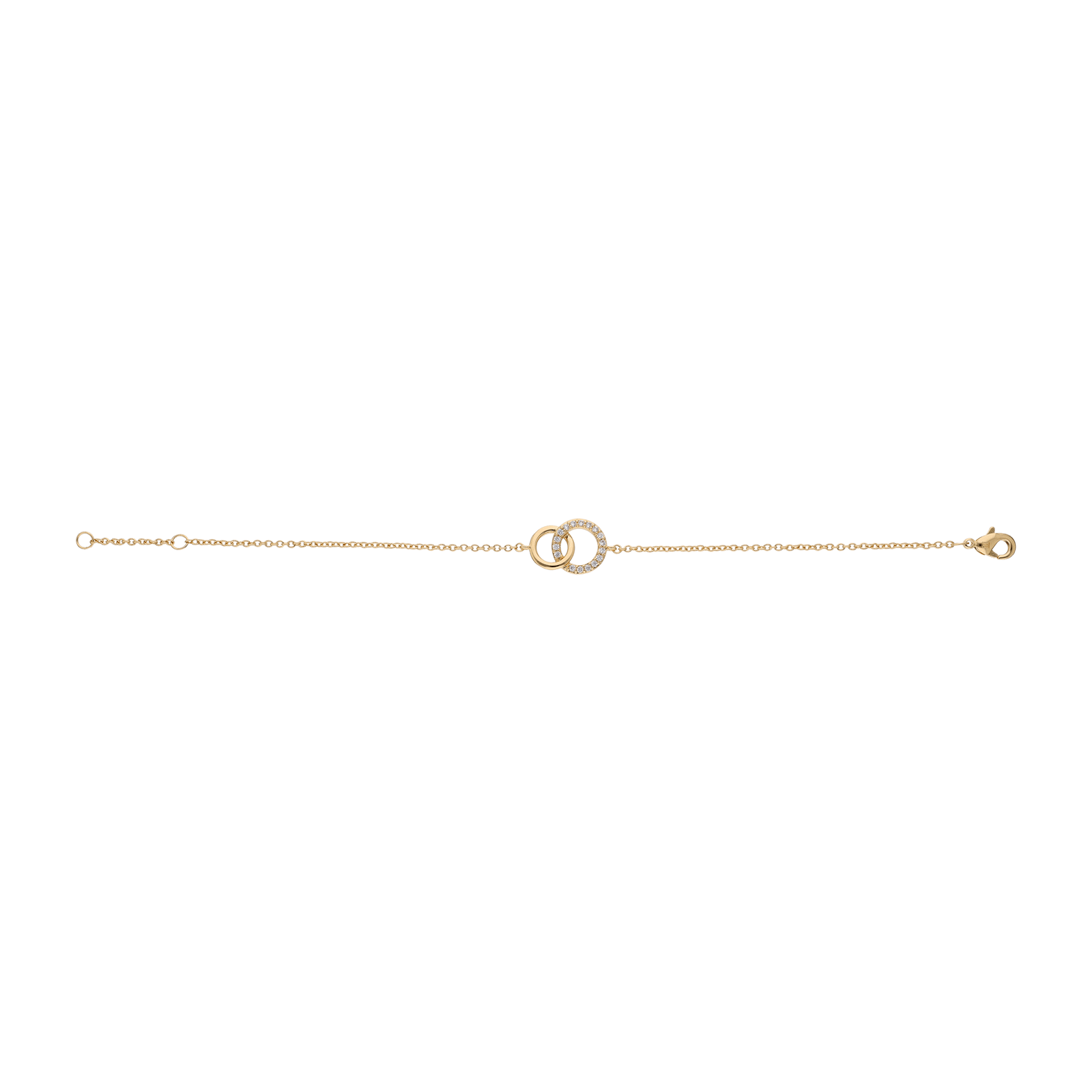 Bracelet Plaqué or double cercle entrelacés oxydes blancs