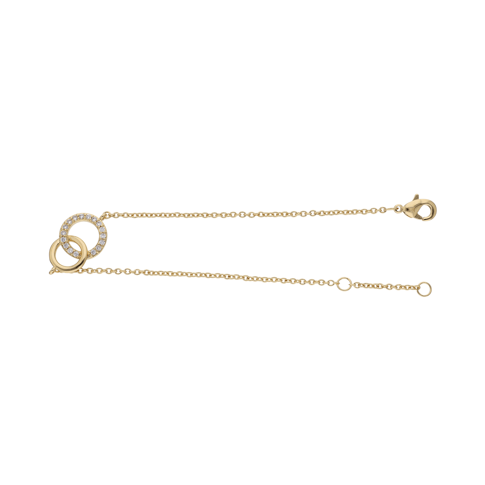 Bracelet Plaqué or double cercle entrelacés oxydes blancs