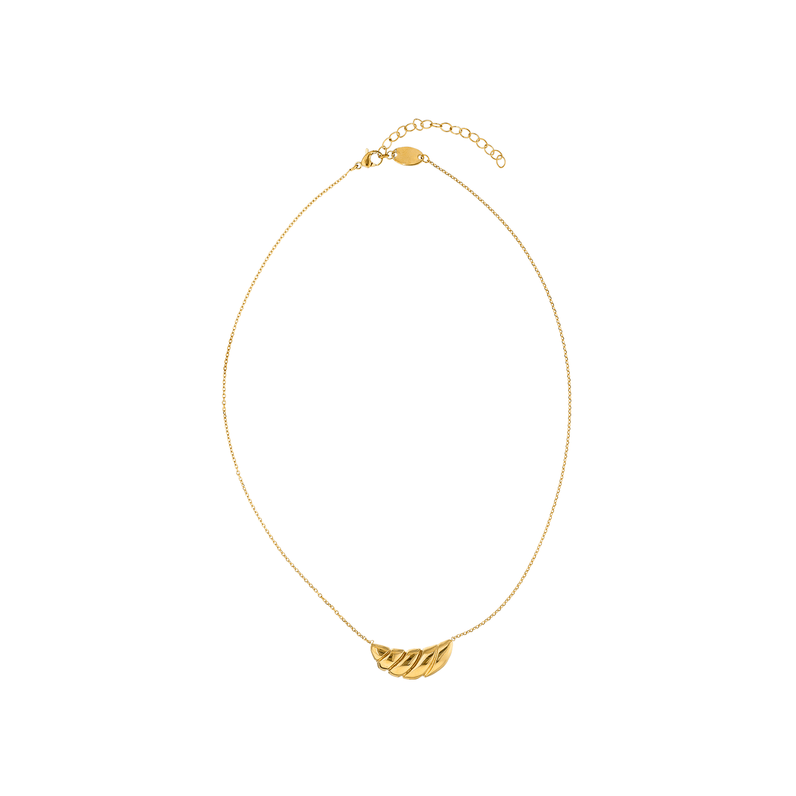 Collier Callas Acier doré centre motif Godronné 40 plus 5 centimètres
