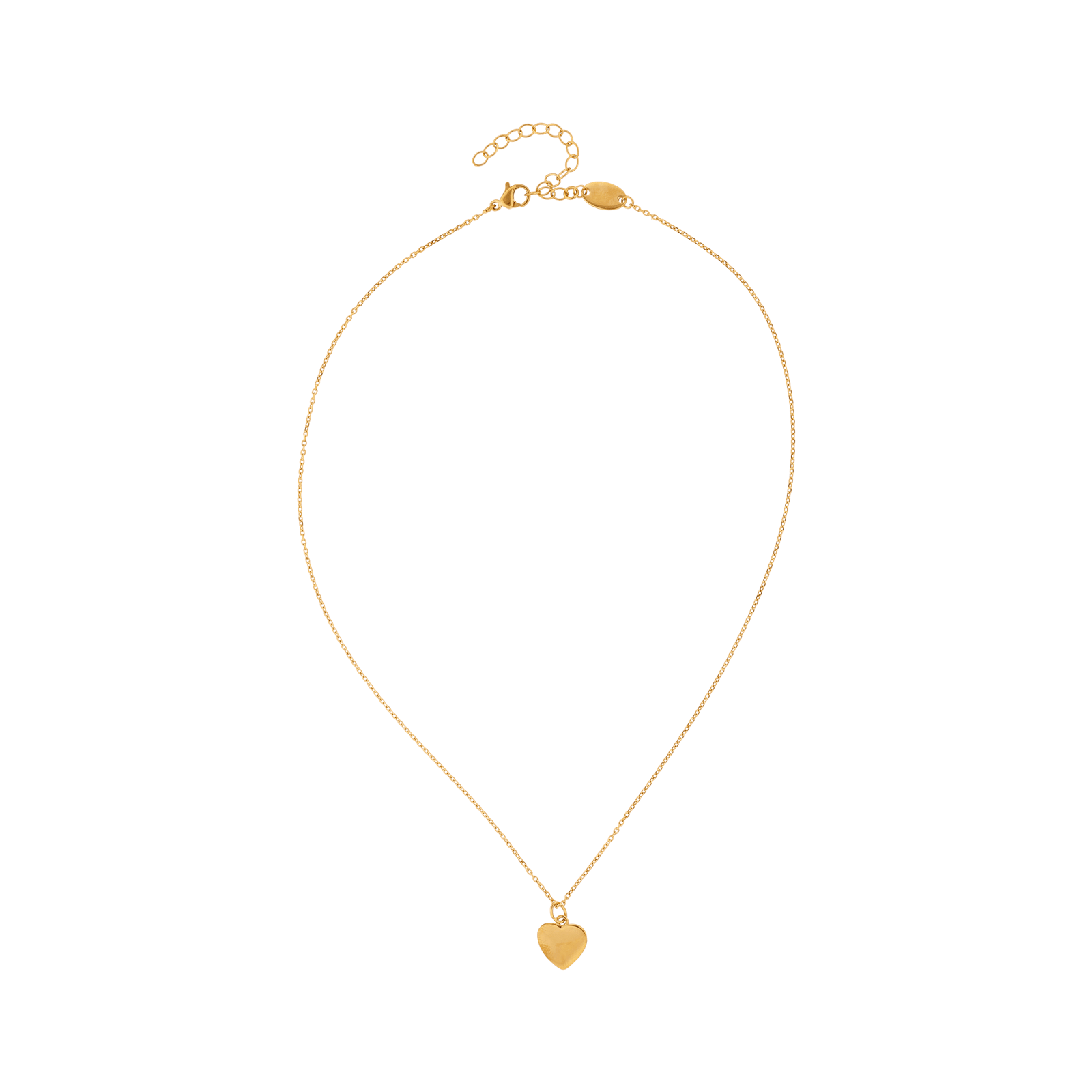 collier callas acier doré médaille coeur 40 plus 5 mm