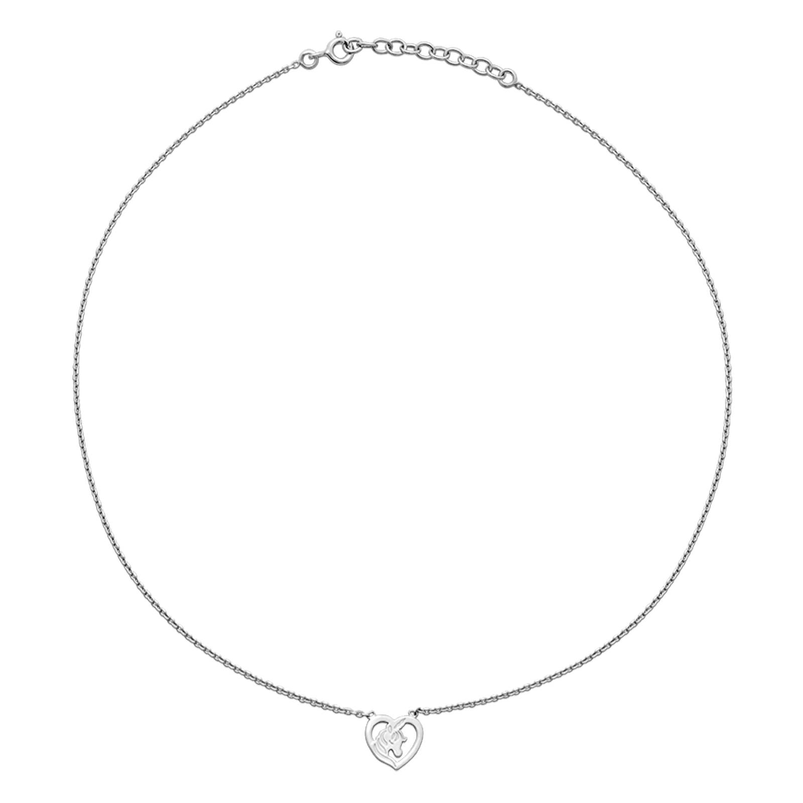 Collier Argent925 Cœur Licorne 10mm 35A38cm