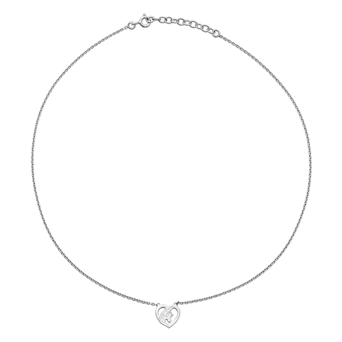 Collier Argent 925 Cœur Licorne 10mm 35 à 38cm