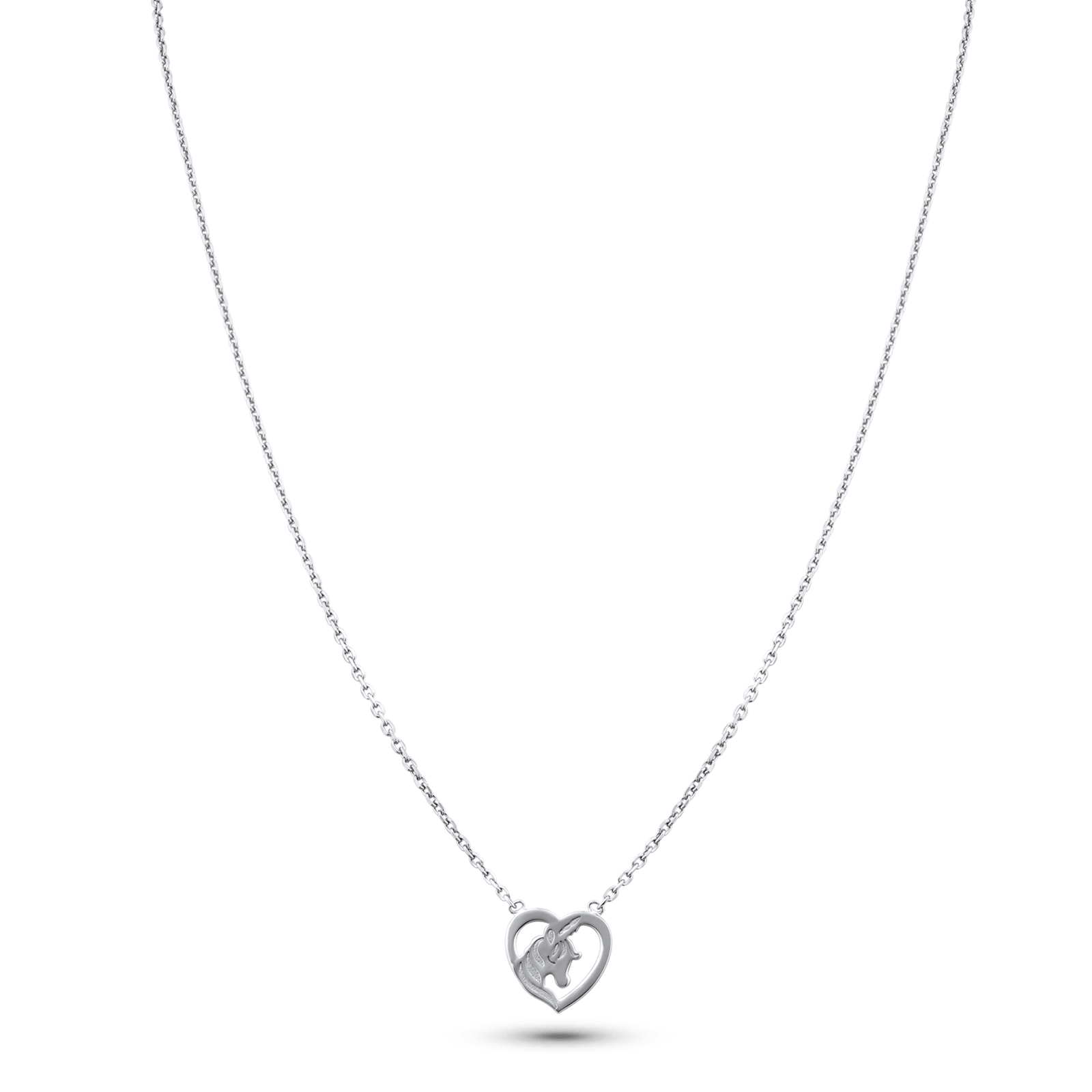 Collier Argent925 Cœur Licorne 10mm 35A38cm