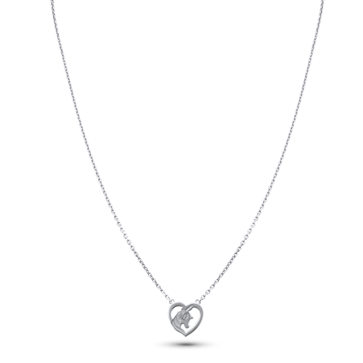 Collier Argent 925 Cœur Licorne 10mm 35 à 38cm