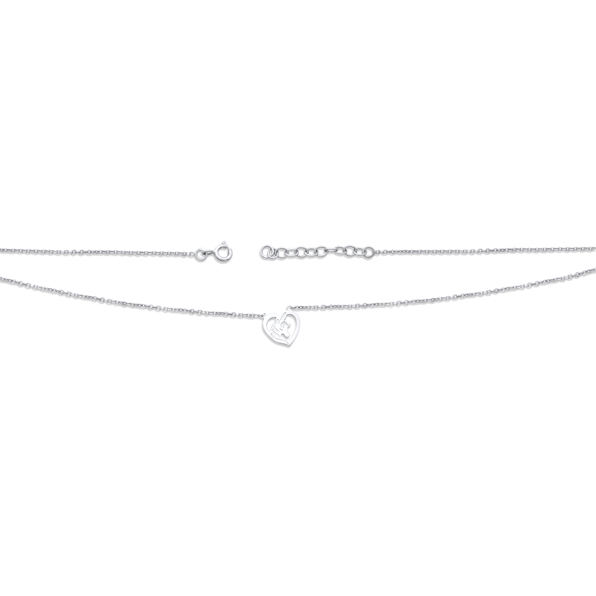 Collier Argent 925 Cœur Licorne 10mm 35 à 38cm