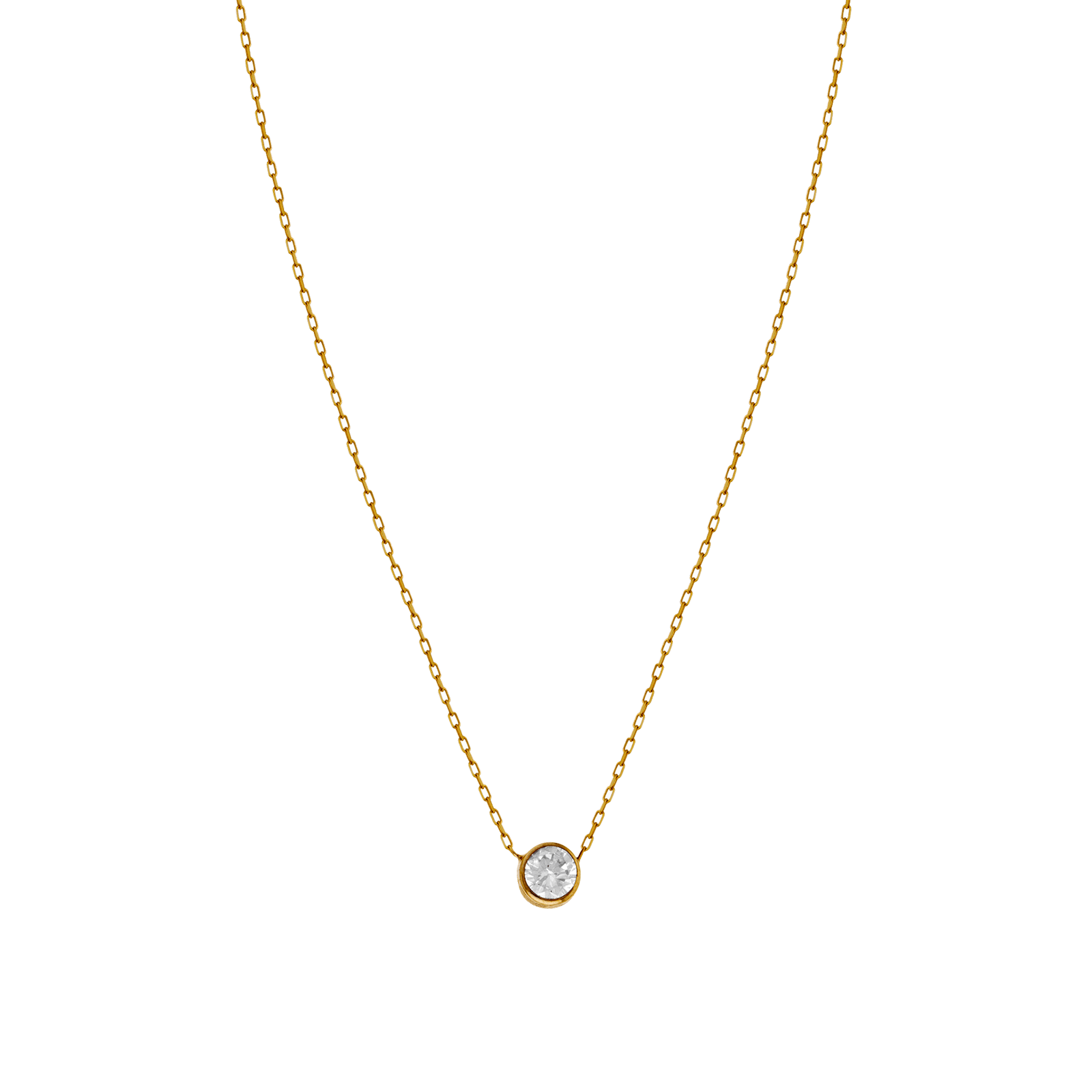 Collier Centre Oxyde de Zirconium Rond Serti clos 5 millimètres 42 centimètres