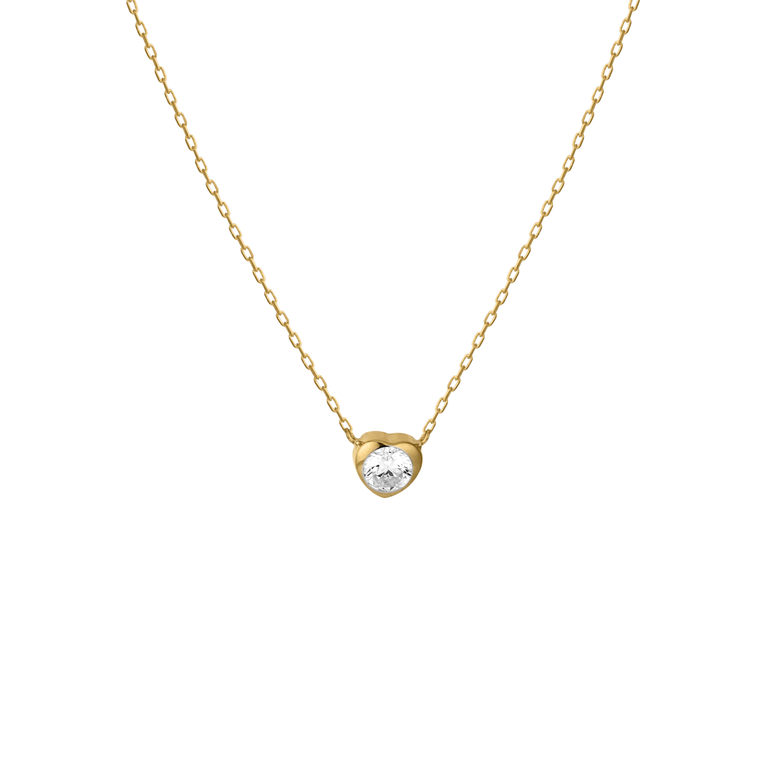 Collier Centre coeur Oxyde de Zirconium Rond 6 millimètres 42 centimètres