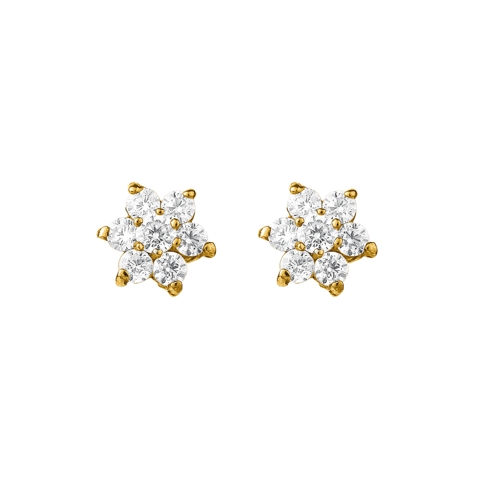 Boucles D'oreilles Fleur Zirconium 7mm Or375 Fermoir Silicone