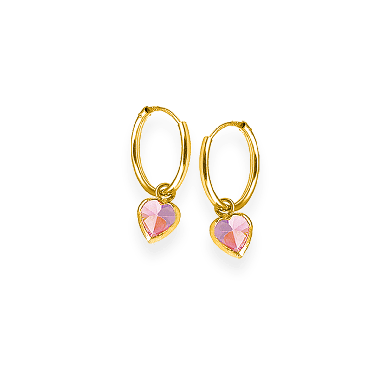 créoles or 9 carats 20mm cœur zirconium rose 5.5mm
