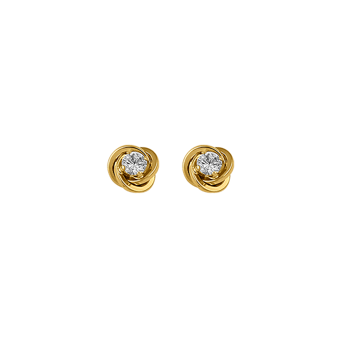 Boucles D'oreilles Or 375 Fleur 8.5mm Zirconium 4mm Fermoir Or 375 Silicone