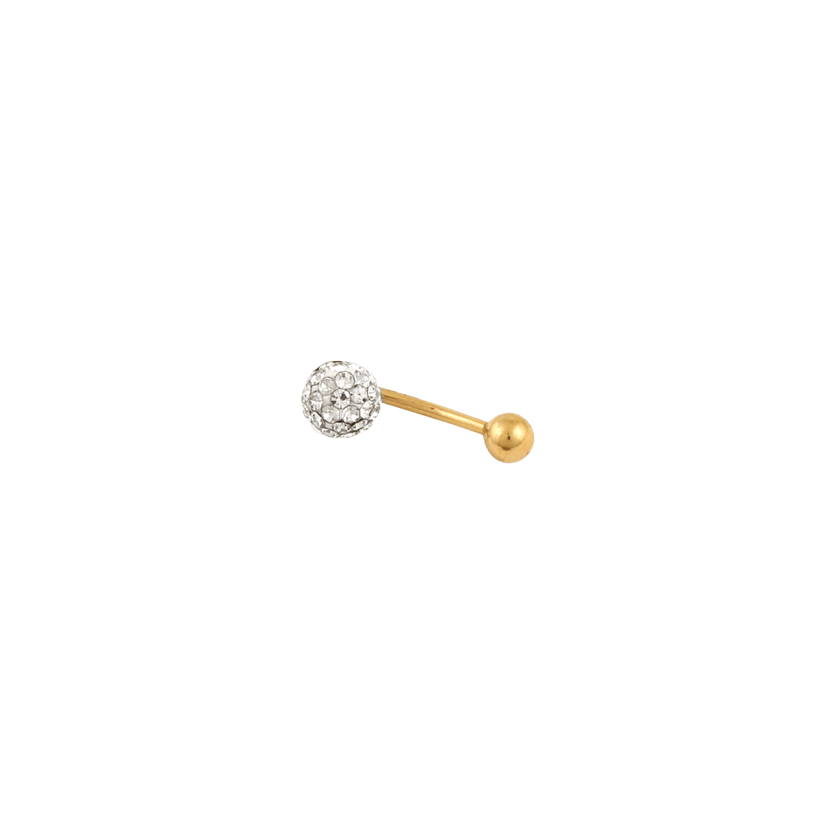 Piercing Nombril Or 375 20mm Tige 1.2mm Boule Cristal 7mm Boule 4mm