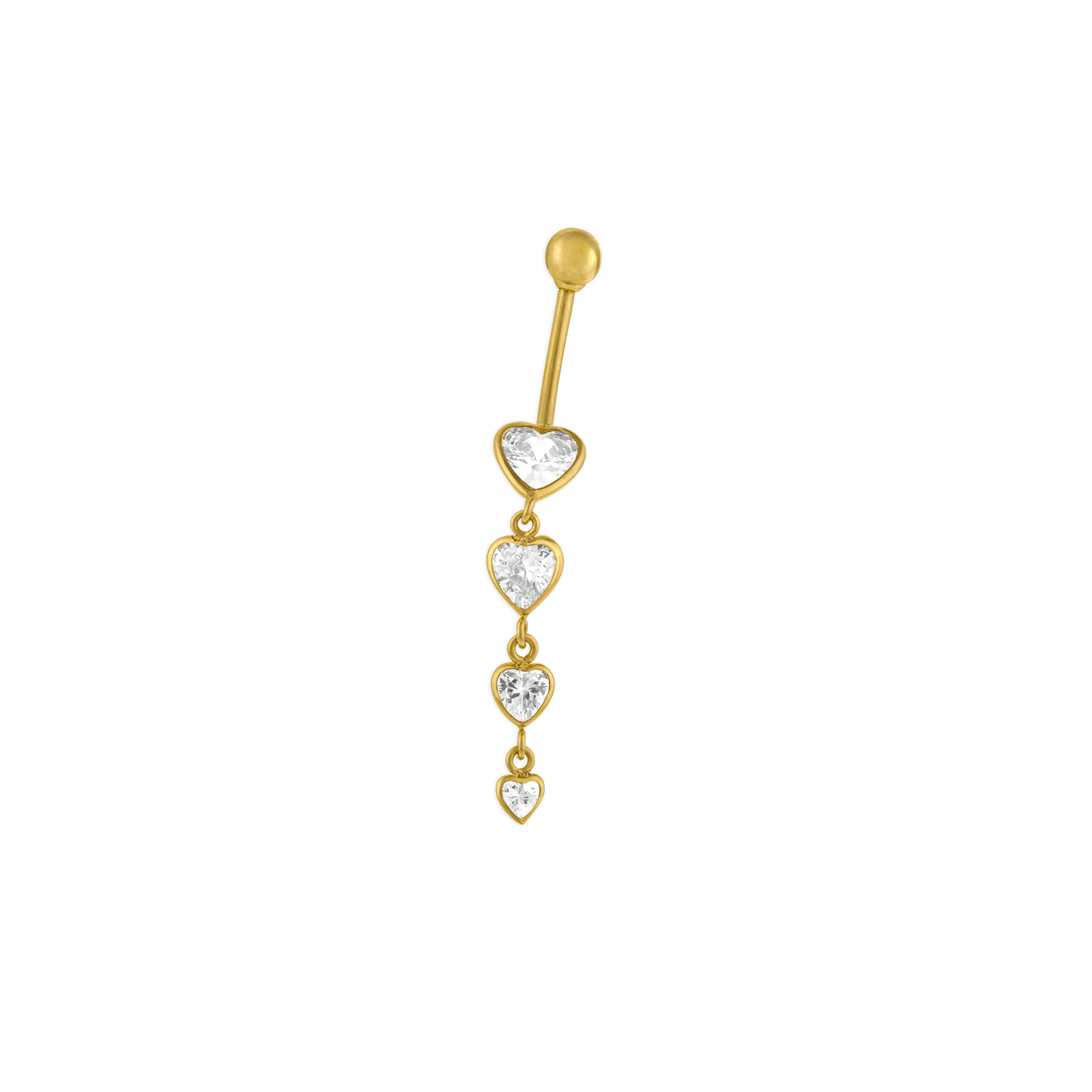 Piercing Nombril Or375 20mm Tige 1.2mm Cœur Zirconium
