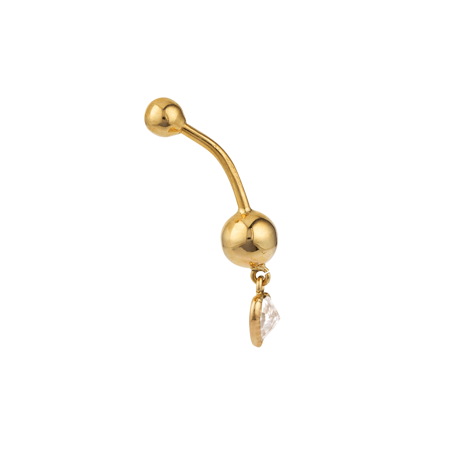 Piercing Nombril Or375 20mm Tige 1.2mm Cœur Zirconium