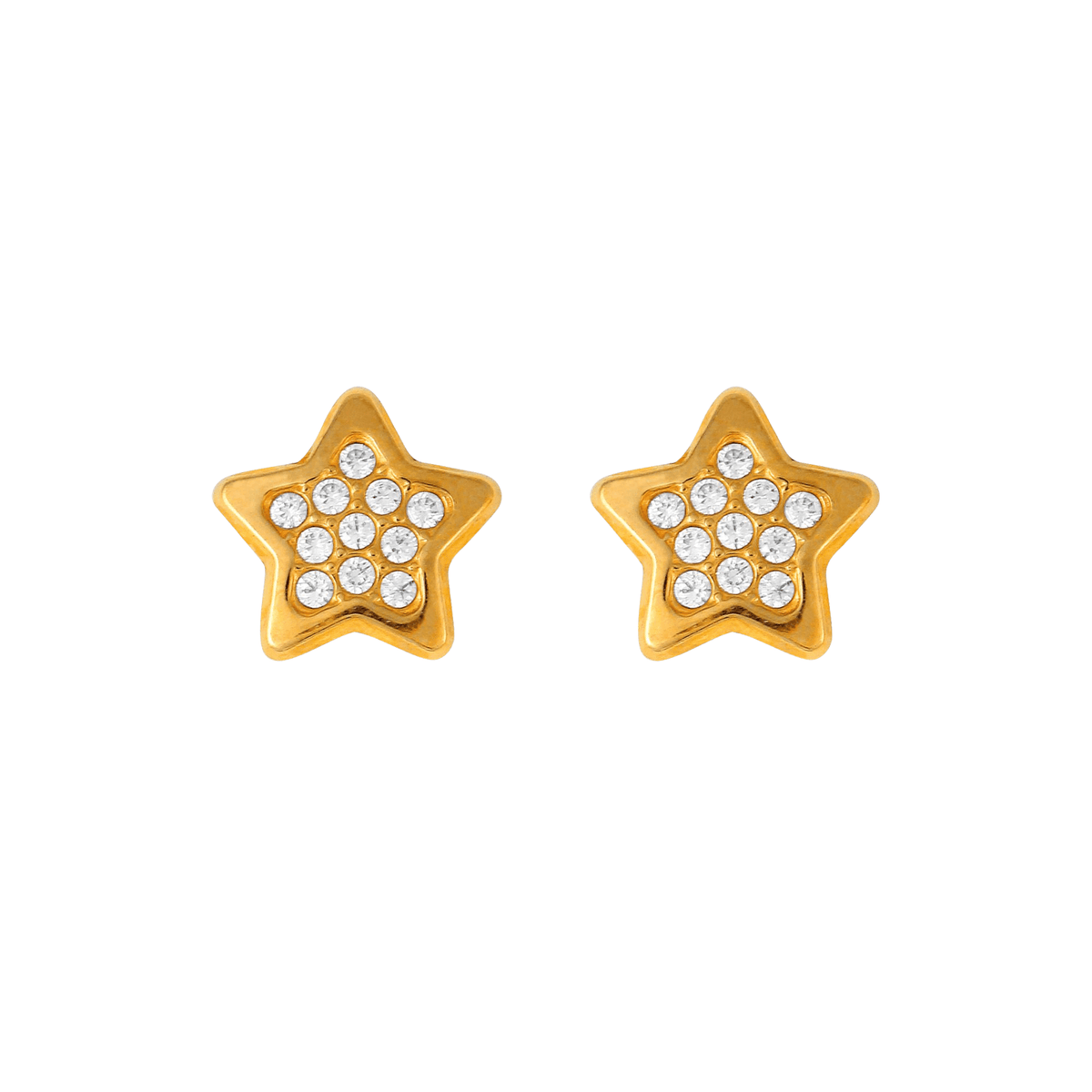 Boucles D'oreilles Etoile Zirconium 8mm Or 375 Fermoir Silicone