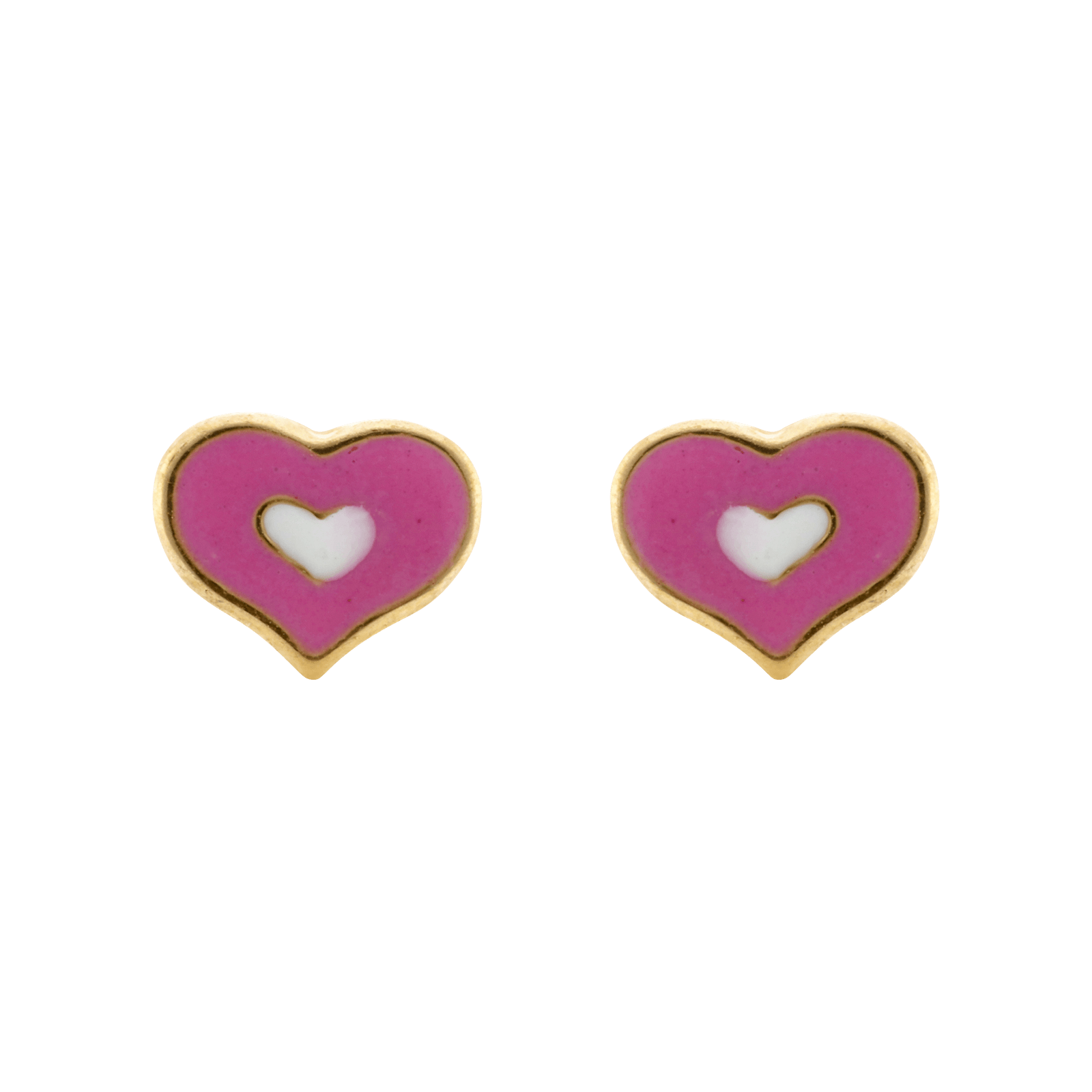 boucles d'oreilles or coeur ajouré émail rose