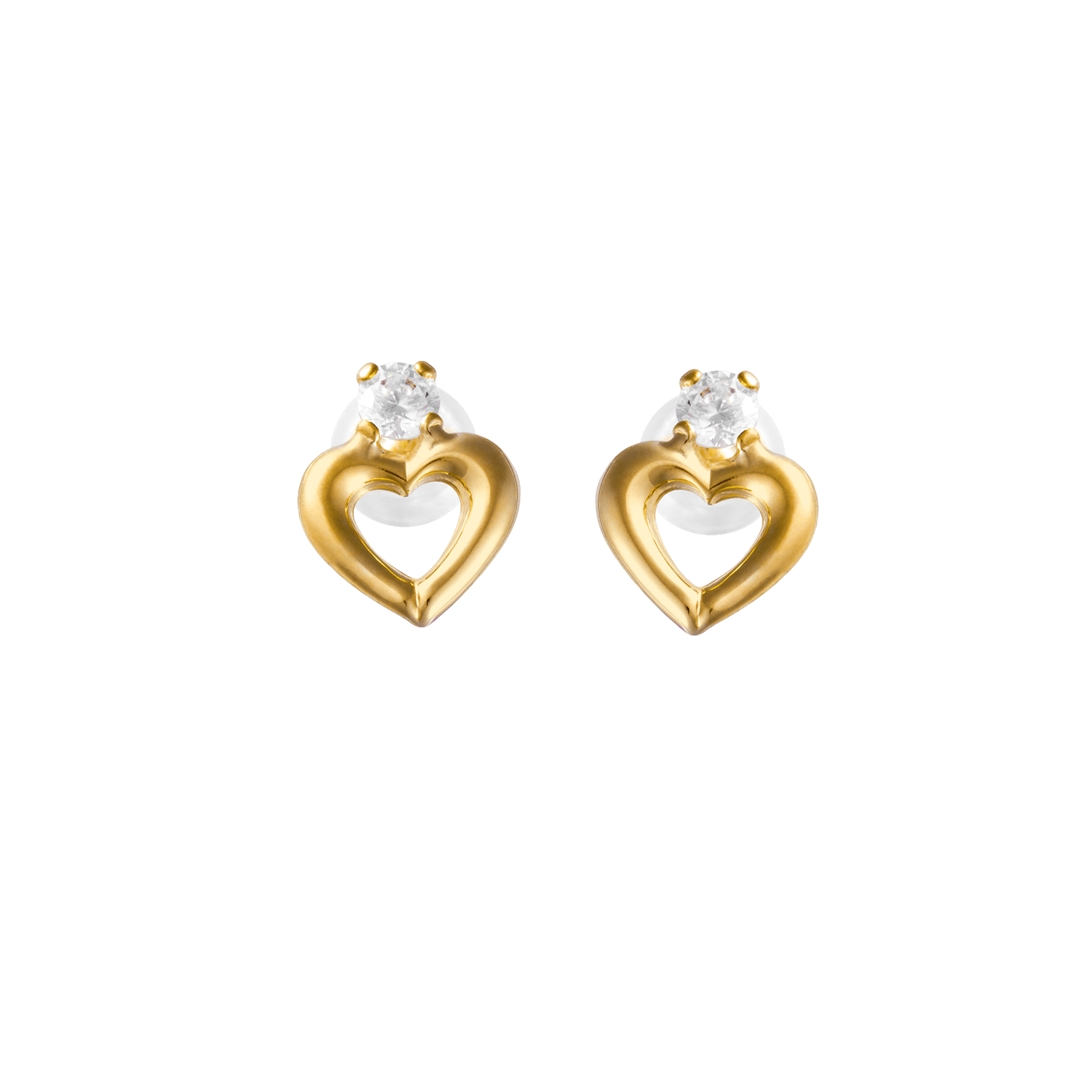 Boucles d'Oreilles coeur ajouré et Oxyde de Zirconium 3 millimètres