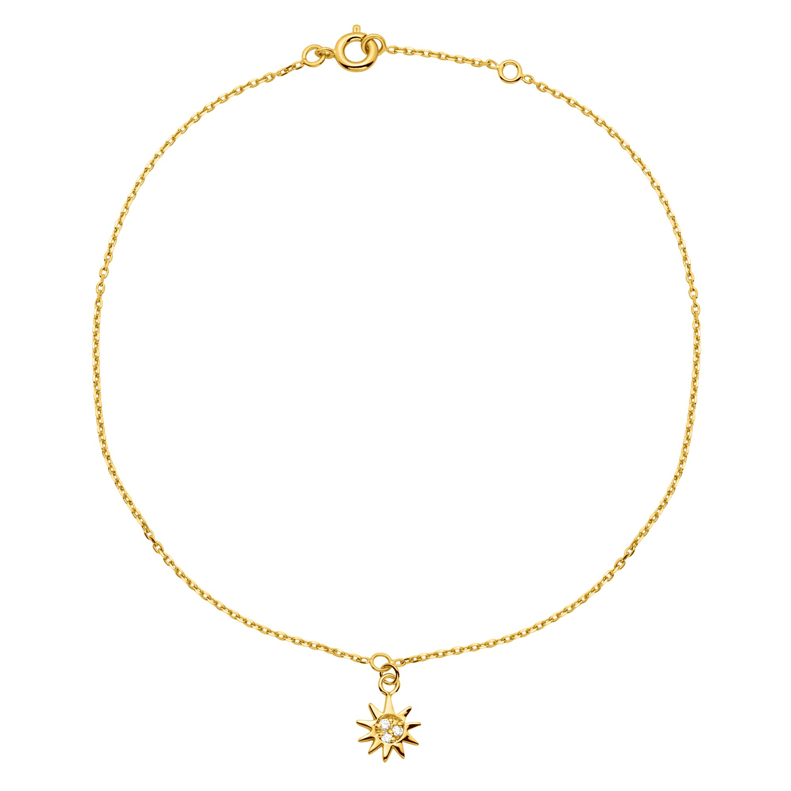 CHAINE CHEVILLE Soleil Zirconium 27cm Plaqué Or