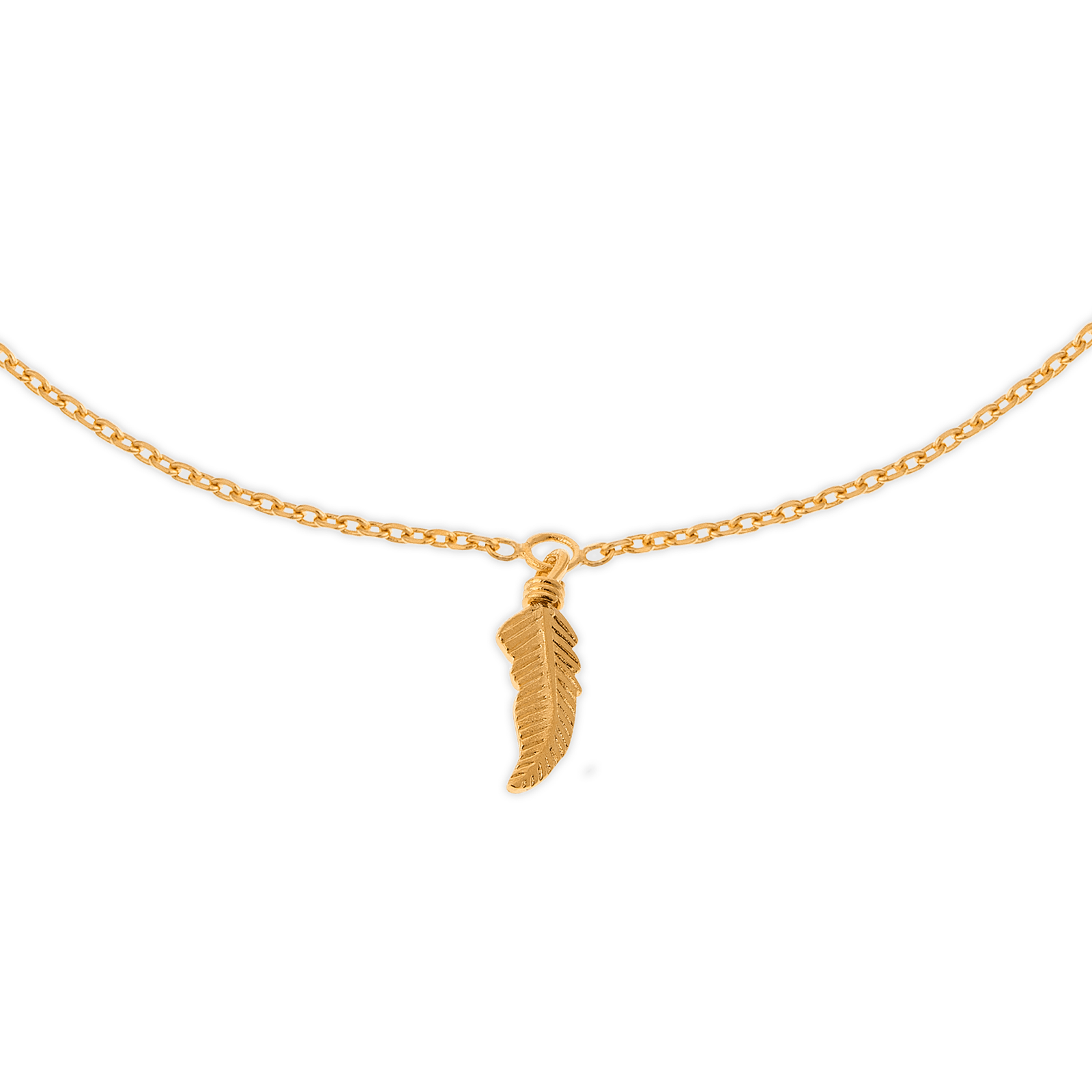 Chaîne Cheville Plaqué Or Plume