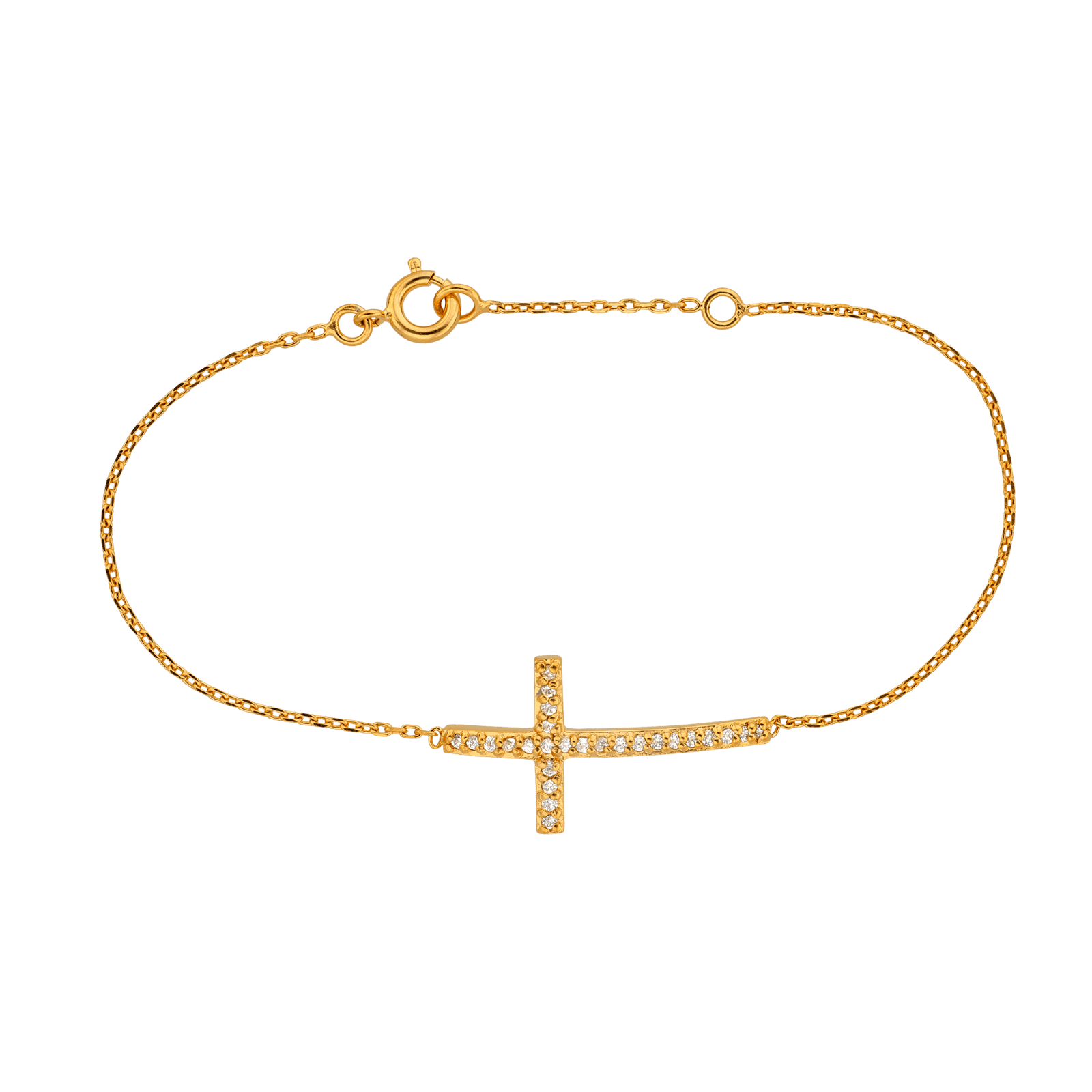 Bracelet Croix Zirconium 14*25mm 16A18cm Plaqué Or
