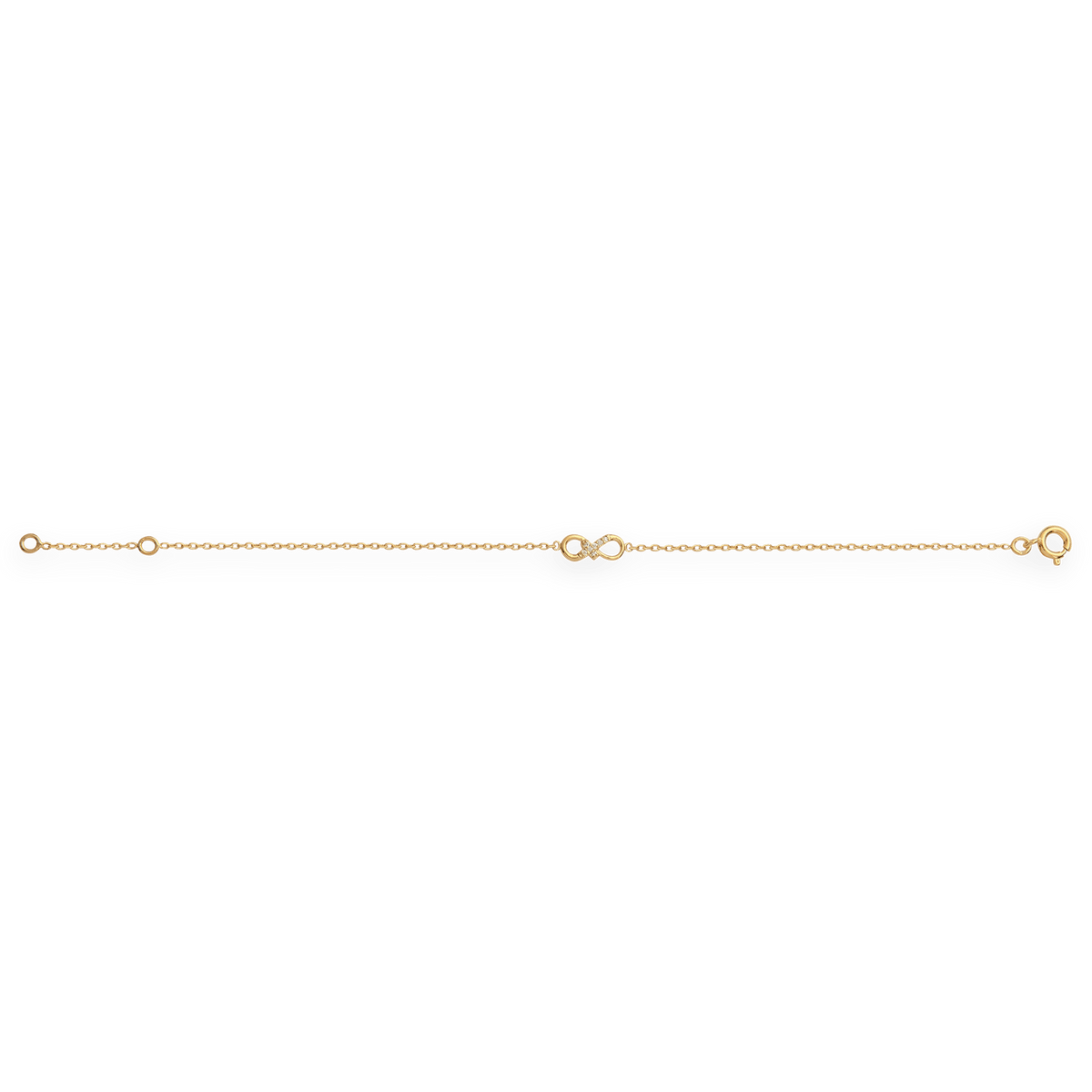 Bracelet Plaqué Or Infini 11*5mm Zirconium Chaîne 1.2mm 16 à 18cm