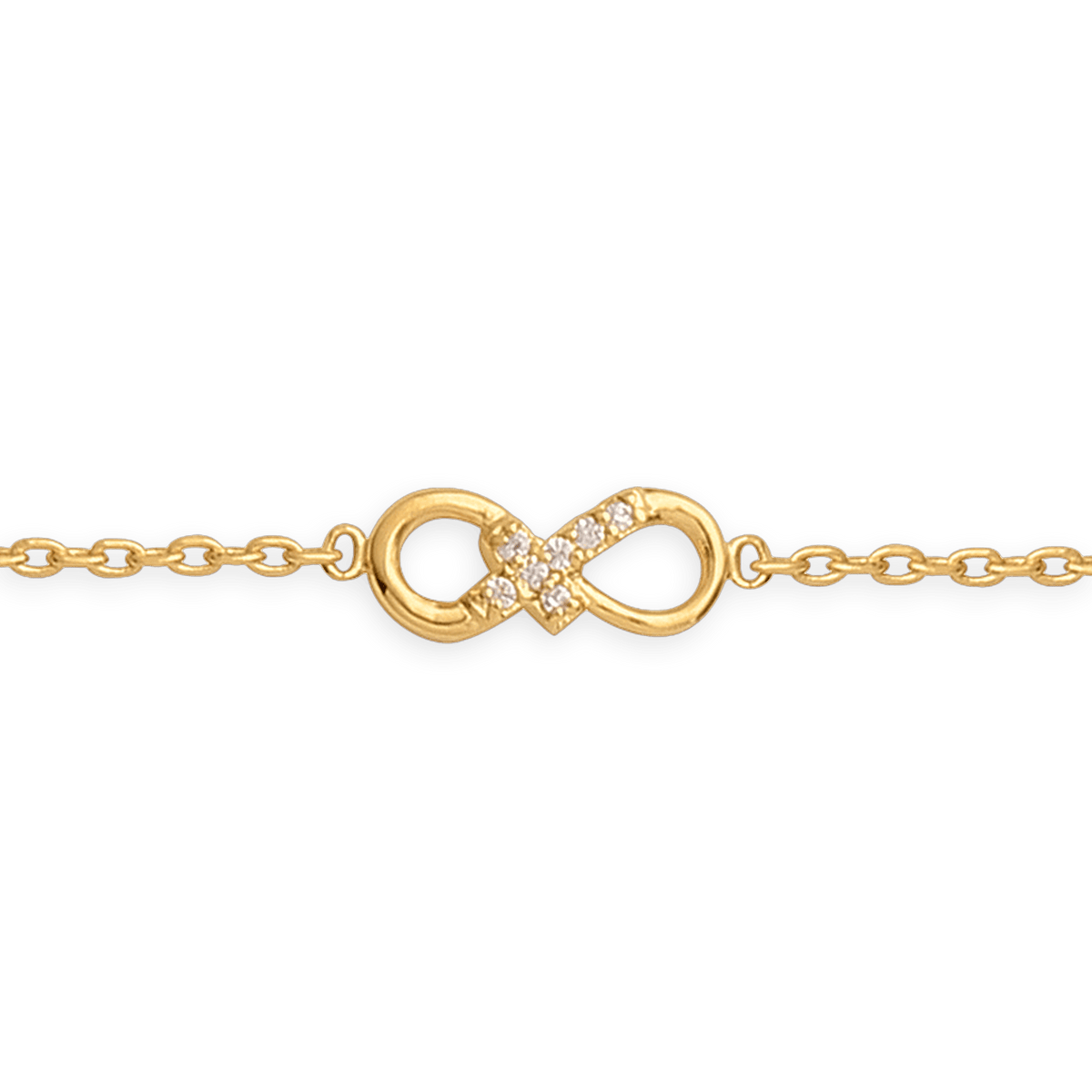 Bracelet Plaqué Or Infini 11*5mm Zirconium Chaîne 1.2mm 16 à 18cm