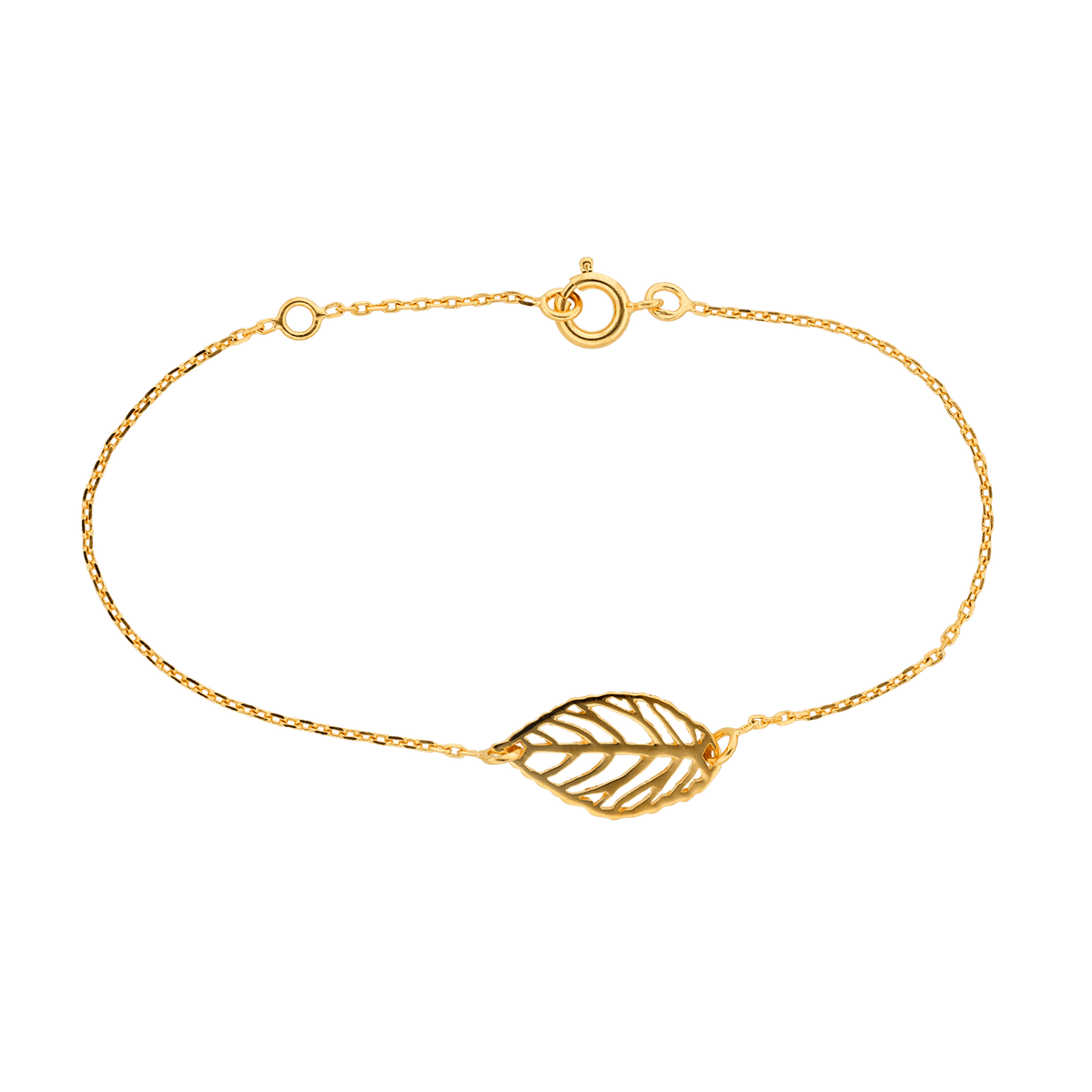 Bracelet Plaqué Or Feuille 10*18mm Chaîne Forçat 1.2mm 16 à 18cm