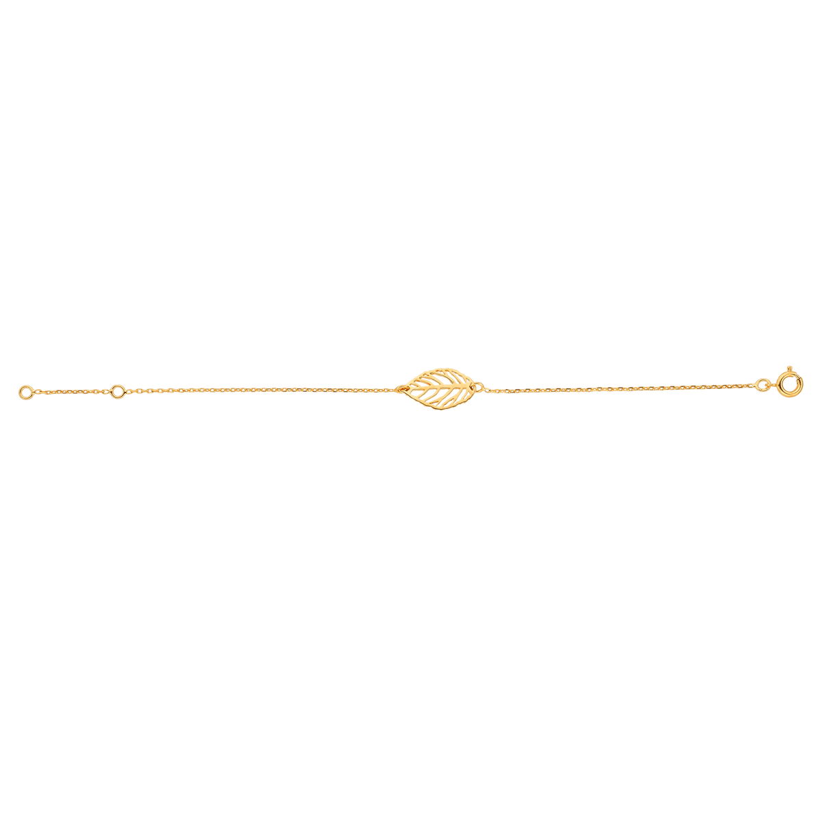 Bracelet Plaqué Or Feuille 10*18mm Chaîne Forçat 1.2mm 16 à 18cm