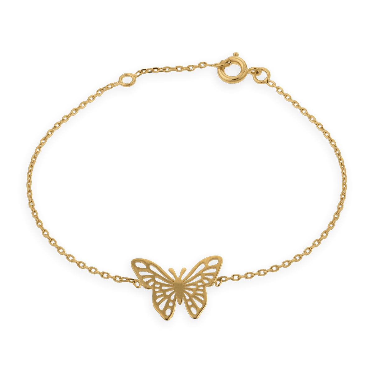 Bracelet Plaqué Or Papillon 16*12mm Chaîne 1.2mm 16 à 18cm
