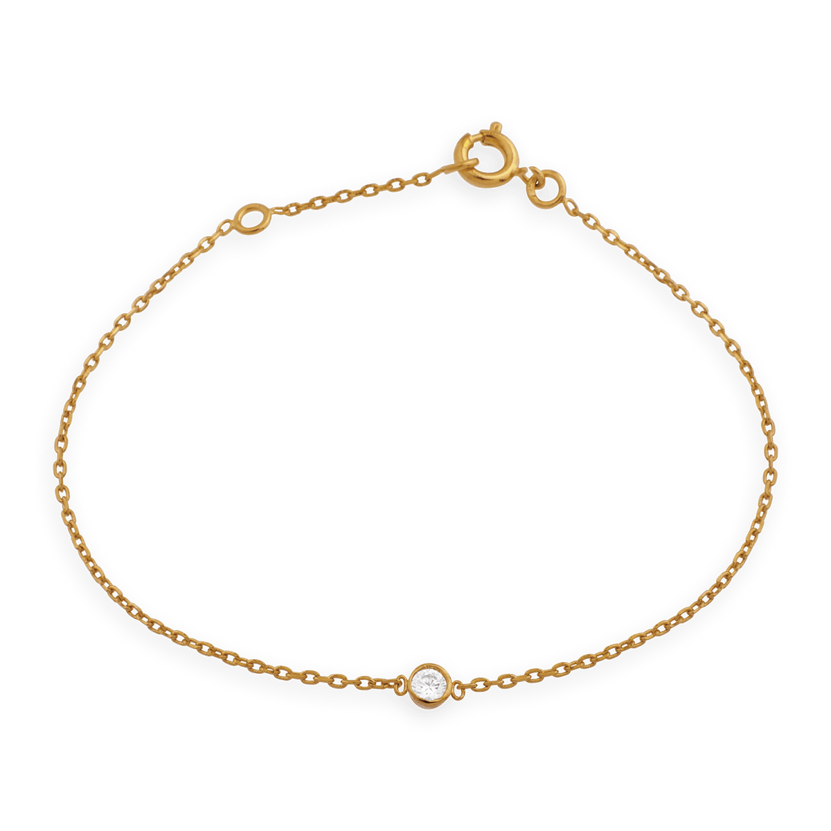 Bracelet Plaqué Or Zirconium 3mm Serti Clos Chaîne 1.2mm 16 à 18cm