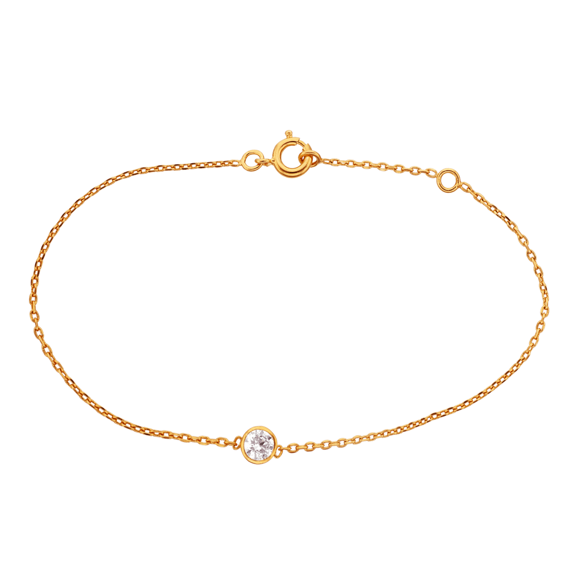 Bracelet Plaqué Or Zirconium Serti Clos 4mm Chaîne Forçat 1.2mm 16 à 18cm