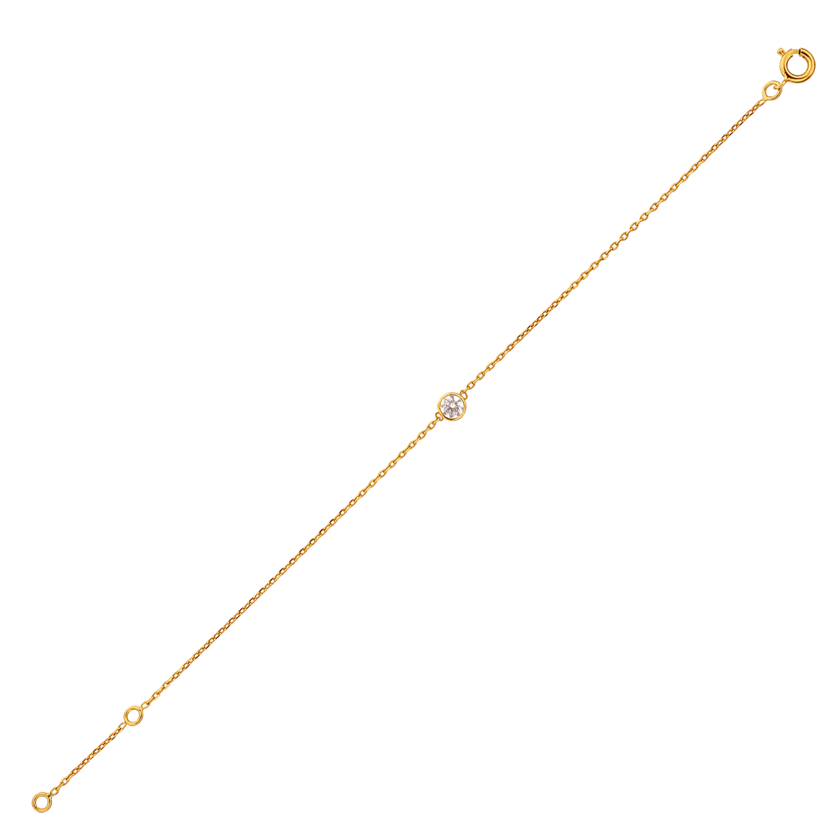 Bracelet Plaqué Or Zirconium Serti Clos 4mm Chaîne Forçat 1.2mm 16 à 18cm