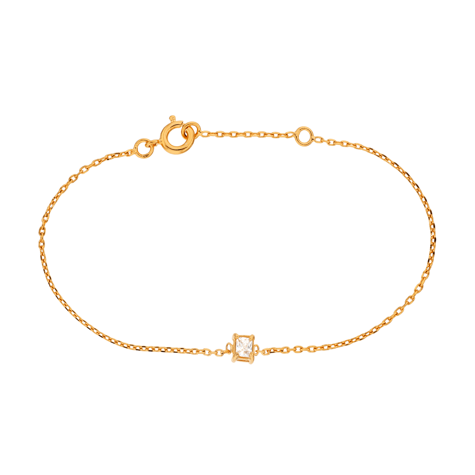 Bracelet Plaqué Or Zirconium 3mm 4 Griffes Chaîne Forçat 1.2mm 16A18cm